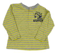 Šedo-zelené pruhované triko s bagrem Topomini