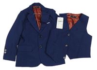 Nové - 2 set - Tmavomodré společenské sako + společenská vesta 
