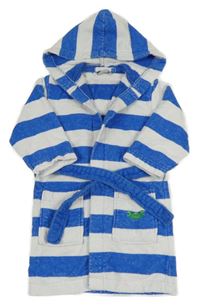 Modro-bílý pruhovaný froté župan s kapucí alive
