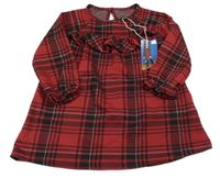 Nové - Červeno-černé kostkované šaty s volánkem Pocopiano