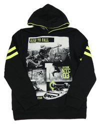 Černá mikina s potiskem a kapucí C&A