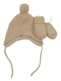 Nové - pudrová pletená čepice + rukavice H&M