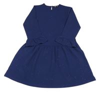 Tmavomodré žebrované třpytivé šaty 