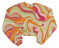 Zeleno-růžovo-oranžová vzorovaná crop mikina H&M