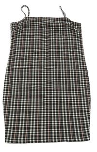 Černo-bílo-růžové kostkované šaty New Look