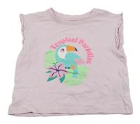 Světelrůžové tričko s tukanem a nápisem Primark