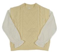 Smetanová pletená vzorovaná vesta s všitou halenkou Primark