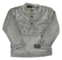 Šedá plyšová mikina s nášivkou 