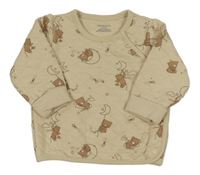 Béžová prošívaná propínací mikina s medvídky Primark