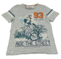 Šedé melírované tričko s číslem a kolem C&A