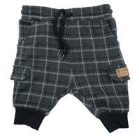 Antracitové kostkované úpletové tepláky s kapsami Topomini