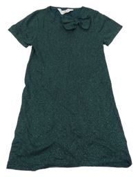 Zelené třpytivé pletené šaty s mašlí H&M