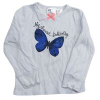Bílé triko s motýlem H&M
