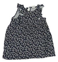Tmavomodré květované šaty s volánky H&M