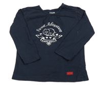 Tmavomodré triko se slonem a nápisy 