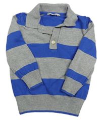 Šedo-modrý pruhovaný svetr s límečkem John Lewis