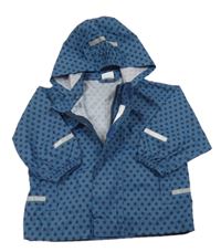 Tmavomdorá šusťáková jarní bunda s hvězdami a kapucí Papagino