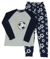 Tmavomodro-šedé fleecové pyžamo s míči Primark