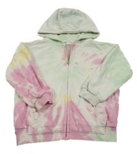 Mintovo-růžová batikovaná propínací mikina s kapucí Next