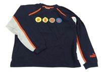 Tmavomodro-červeno-šedé mikinotriko s nápisem Puma