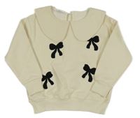 Smetanová mikina s mašlemi a límcem Zara