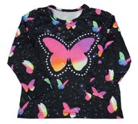Černo-barevné triko s motýlky 