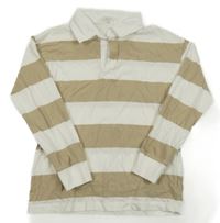 Bílo-béžové pruhované polo triko H&M