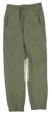 Khaki-světlezelené šusťákové cuff kalhoty Primark