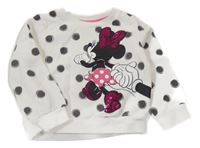 Bílo-šedá puntíkatá mikina s Minnie Disney