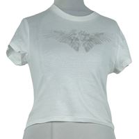 Dámské bílé crop tričko s potiskem H&M