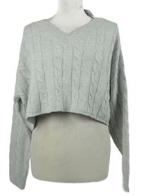 Nové - Dámský šedý vzorovaný crop svetr Primark 