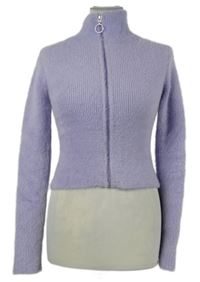 Dámský lila chlupatý propínací crop svetr Bershka 