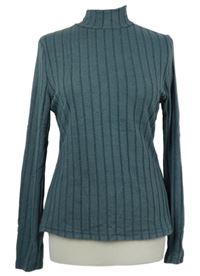 Dámské tmavomodrošedé žebrované úpletové triko se stojáčkem Shein 