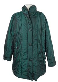Dámský tmavozelený šusťákový zimní kabát 