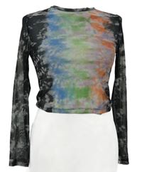 Dámské černo-barevné vzorované tylové crop triko Bershka 
