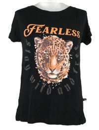 Dámské černé tričko s tygrem 