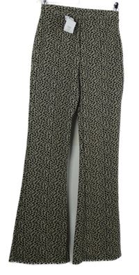 Nové - Dámské černo-béžové vzorované zvonové kahoty Miss Selfridge 