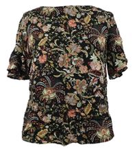 Dámská černá květovaná halenka H&M