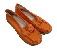 Dámské oranžové koženkové mokasíny Solsagn vel. 38