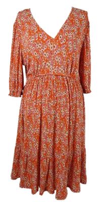 Dámské červené plisované šaty s květy V by Very