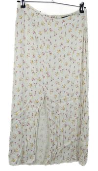 Dámská bílá kytičkovaná midi sukně Primark 