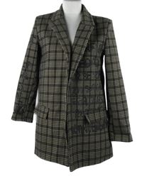 Dámský černo-béžový kostkovaný flaušový sakový cardigán s nápisem 