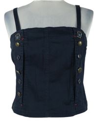Dámský tmavomodrý proužkovaný crop top s knoflíčky Biba 
