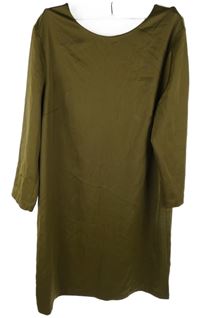 Dámské khaki saténové šaty H&M