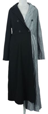 Dámské černo-kostkované kabátové midi šaty Shein 