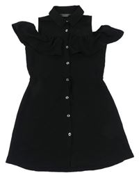 Černé šaty s volánkem Primark