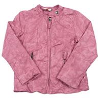 Růžová vzorovaná koženková podšitá bunda Topolino