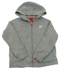 Šedá propínací mikina s logem a kapucí Nike