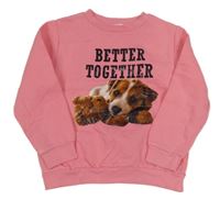 Růžová mikina s pejskem a nápisem H&M