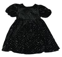 Černé kárované sametové šaty s flitry Dunnes